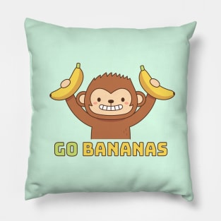 Cute Monkey Go Bananas Doodle Pillow