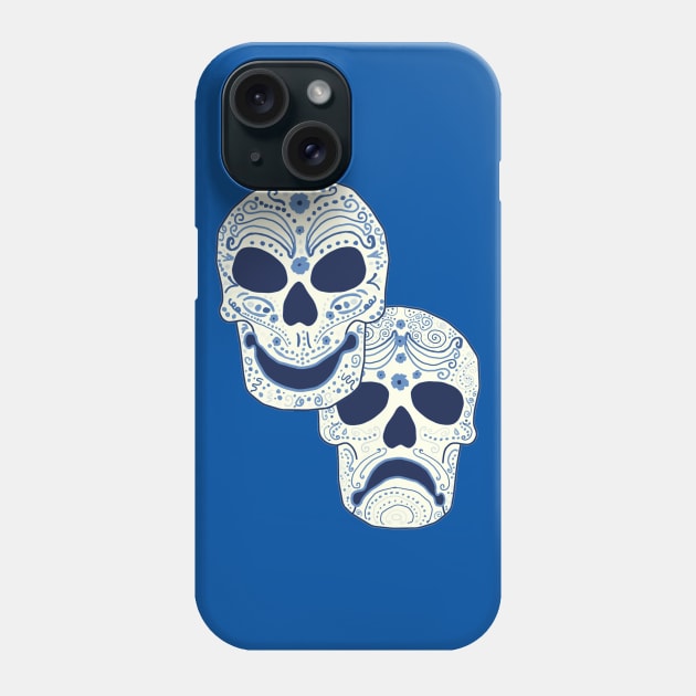 Cyan Comedy-Tragedy Muertos Phone Case by Jan4insight TeeStore