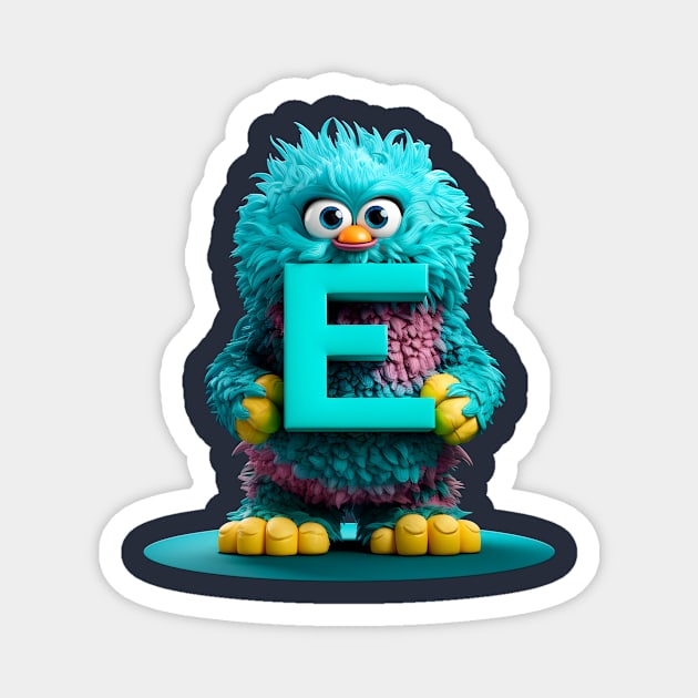 Cute Monster for Kids Alphabet Letter E Funny Back to School Magnet by Ariela-Alez