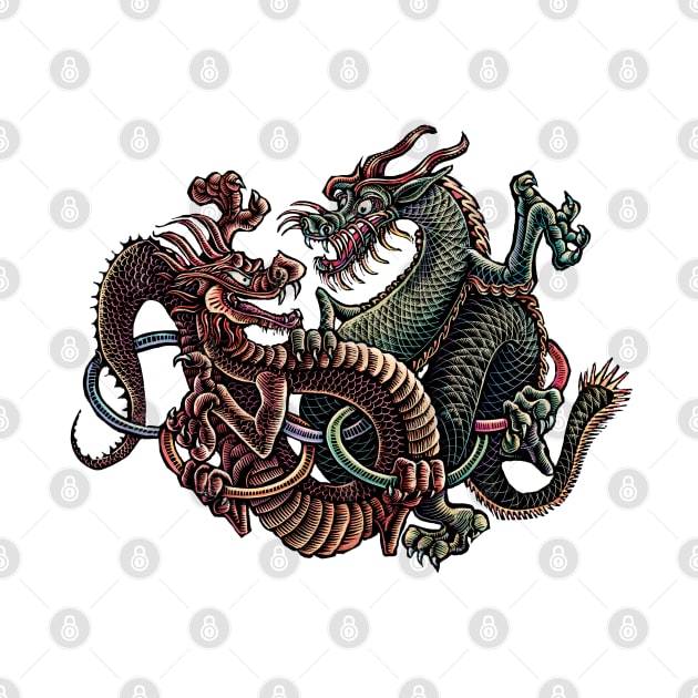 Dragons Fighting in Rings by Lisa Haney