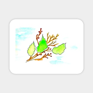 Winter bouquet, plants, branches. Watercolor illustration on a winter theme, Magnet