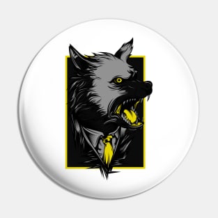 Angry Wolf Dog Black Yellow Pin