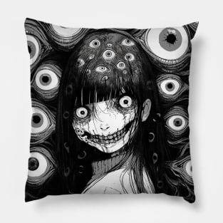 Creepy manga Girl horror Halloween horror frightening Pillow