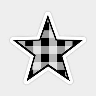 Black and White Buffalo Plaid Star Magnet