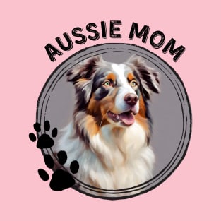 Aussie Australian Shepherd Dog Mom Dog Breed Portrait T-Shirt