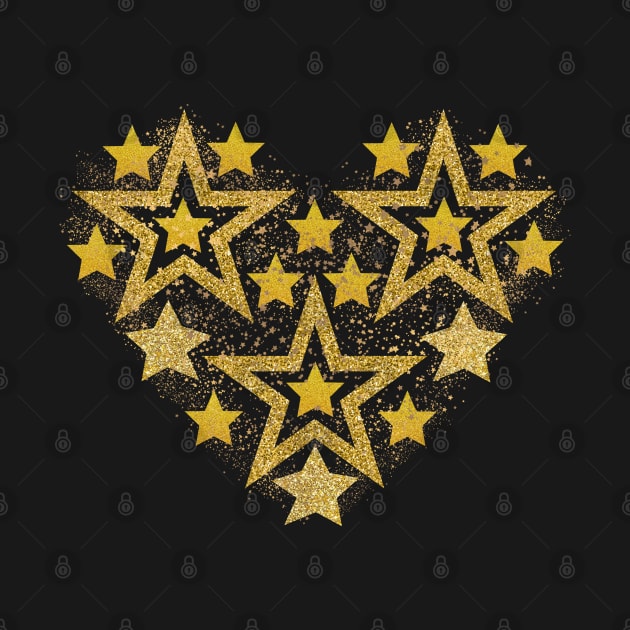 Gold stars in heart shape by Nano-none