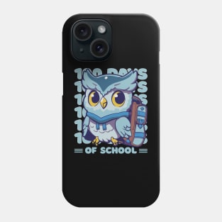 100 days of school typography featuring a Cute owl with a bagpack #3 Phone Case