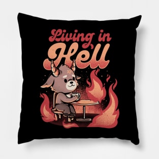 Living In Hell - Creepy Cute Evil Baphomet Gift Pillow