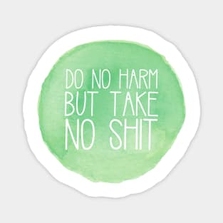 Do No Harm Green Watercolor Circle Magnet