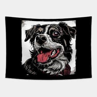 Retro Art Border Collie Dog Lover Tapestry