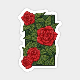 Vintage doodle illustration of Red Rose Magnet