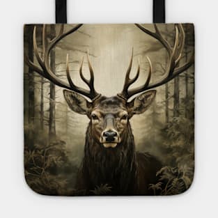 Trophy Buck Deer Illustration Portrait Tote