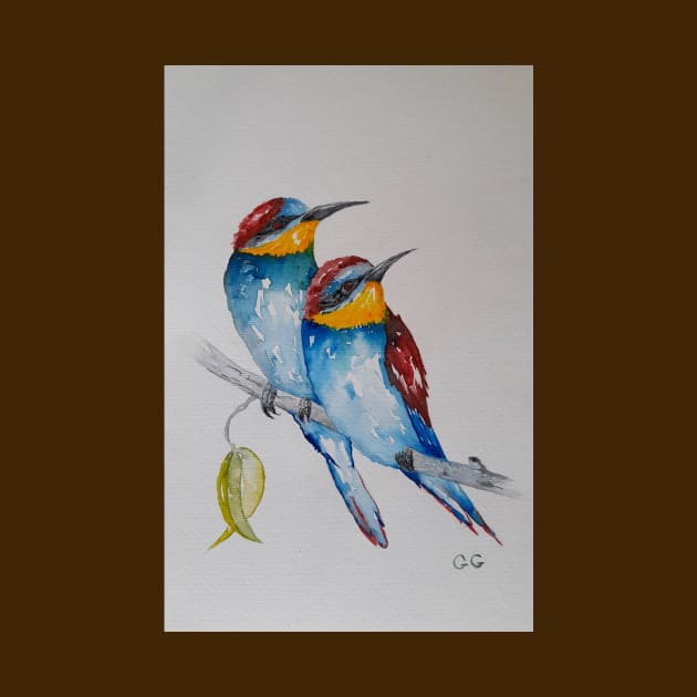 Bee-Eaters bird art printable onto many items of clothing and prints by GarryGreenwood