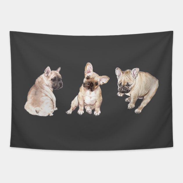 Frenchie Pups Tapestry by wanderinglaur