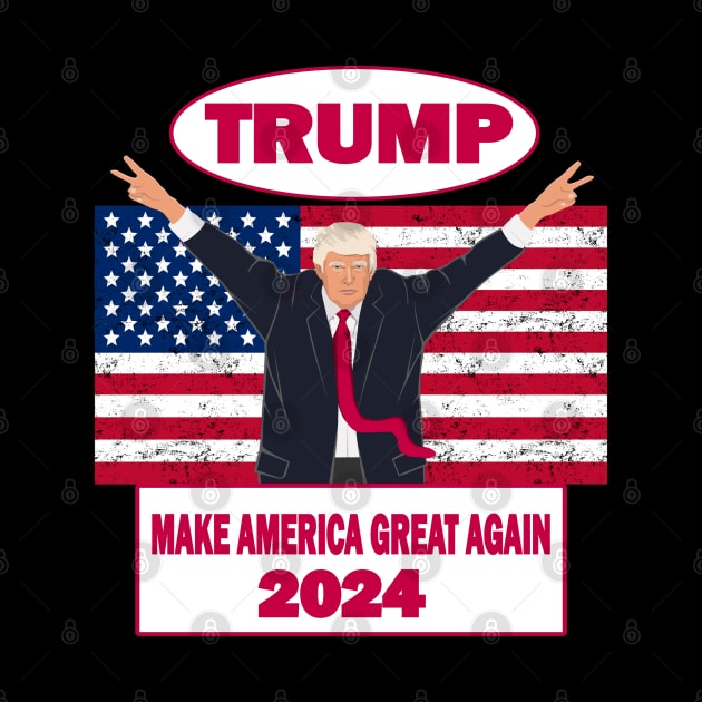 Trump Political 2024 Presidential Campaign America Flag by DesignFunk