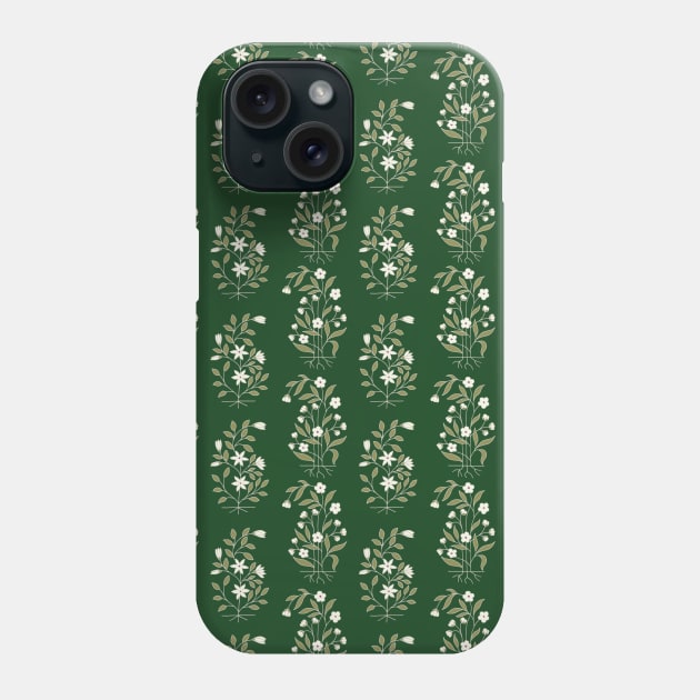 Floral paisley pattern with green background Phone Case by Efthymia Designs