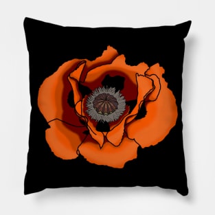 Red Poppy Flower Pillow