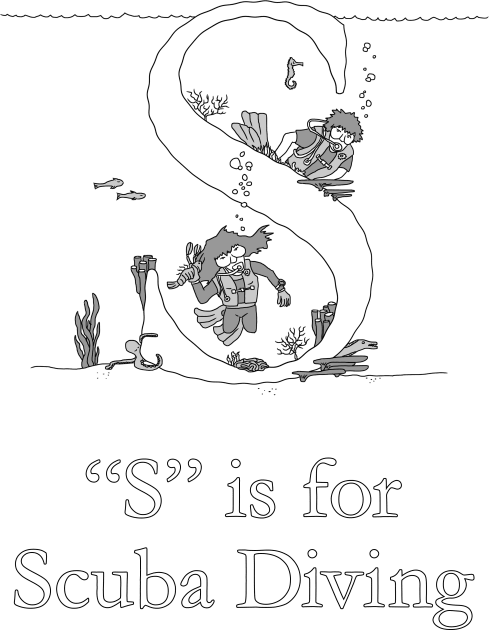 S is for Scuba Diving Kids T-Shirt by TheWanderingFools