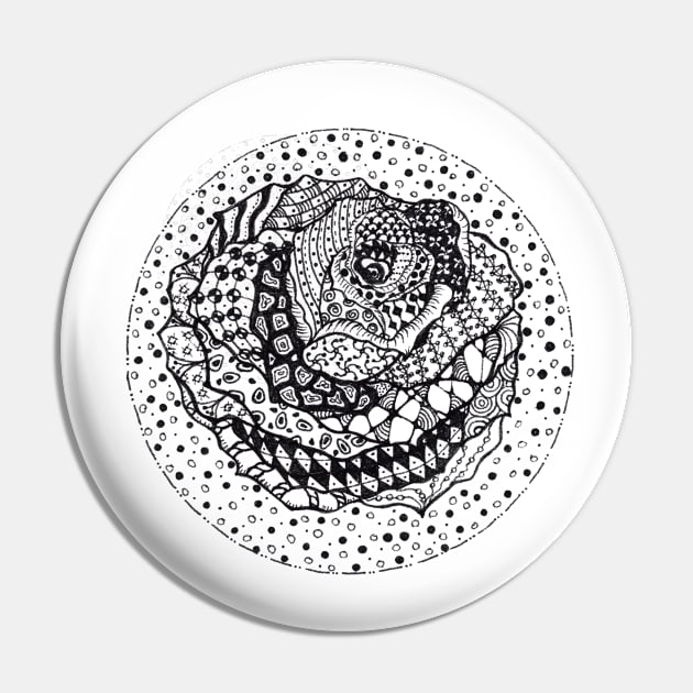 Rose Zentangle Pin by brushnpaper