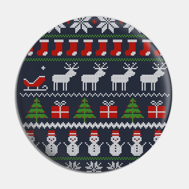 Ugly Christmas Xmas Sweater Funny Norwegian Pattern Gift Pin by peter2art