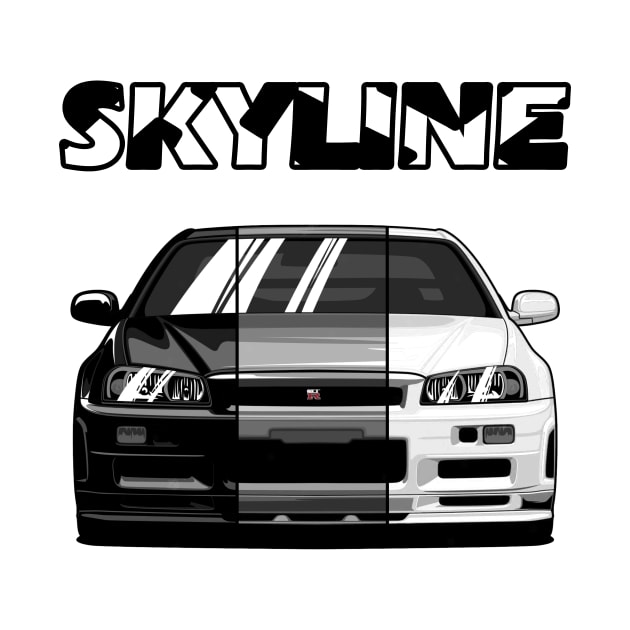 Nissan Skyline r34 GTR White Grey and Black, JDM Car by T-JD