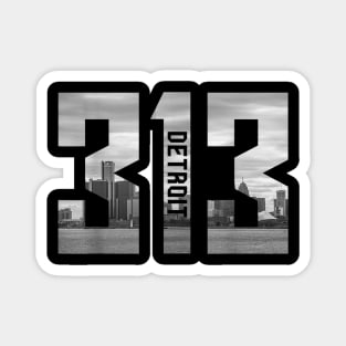 Vintage Detroit Michigan 313 Area Code Skyline Magnet