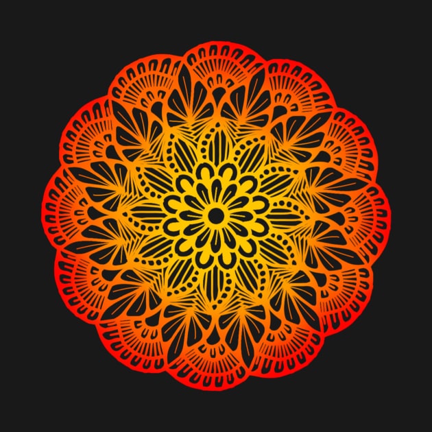 Red-Orange Flower Mandala by TheHermitCrab