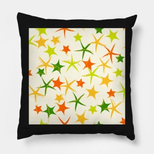 Starfish galaxy in lime green, emerald green, zesty orange and tangerine Pillow