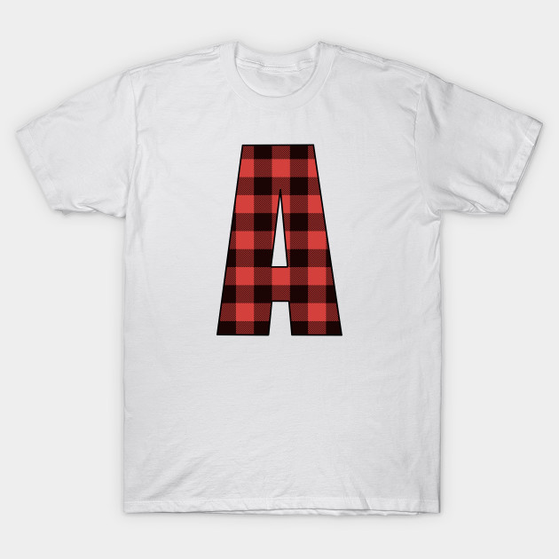 Letter A Monogram Black And Red Buffalo Plaid Check Letter A T