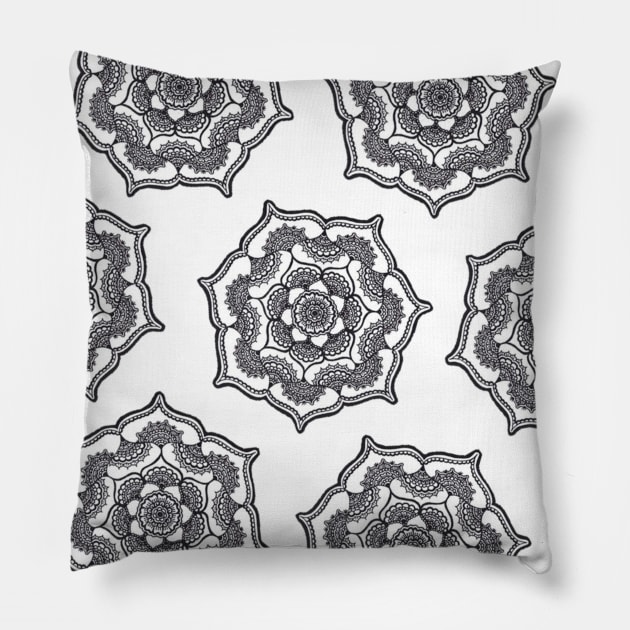 Lotus Flowers Henna Pattern Pillow by HLeslie Design