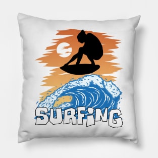 Surfer on a wave. Pillow