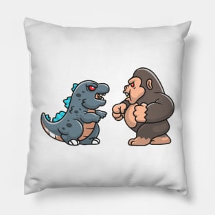 cute godzillz vs king kong Pillow