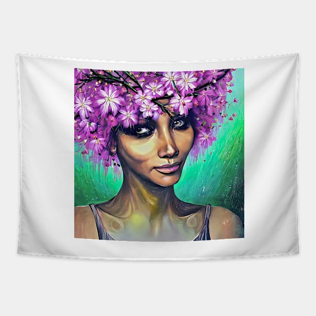 Halle in violets Tapestry by bogfl