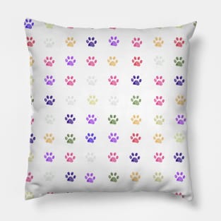 Colorful doodle paw prints Pillow