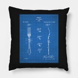 Kitchen Fork Patent - Chef Cook Country Farmhouse Art - Blueprint Pillow