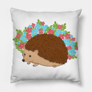 Little Hedgehog In The Flower Field Pillow