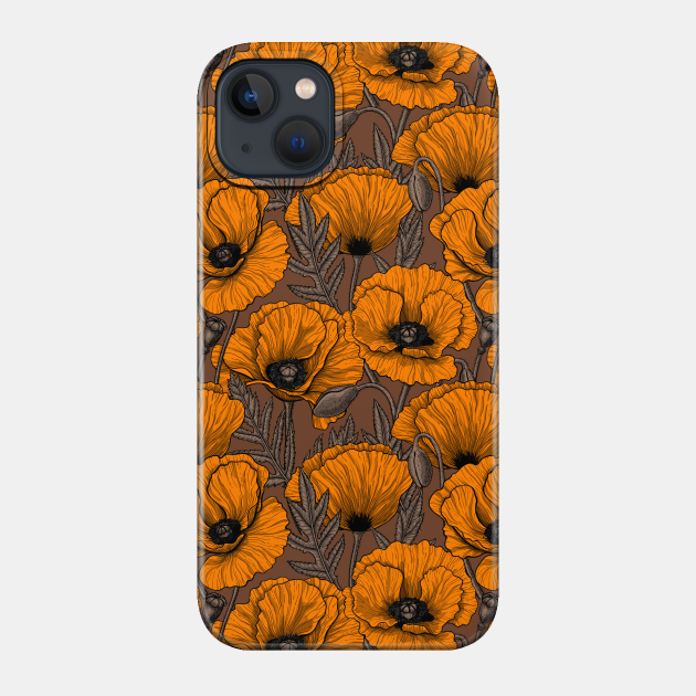 Orange poppy garden 3 - Poppy - Phone Case