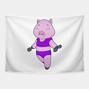 Pig Fitness Dumbbell Tapestry