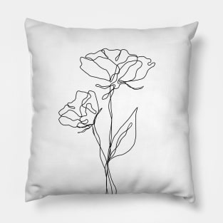 Wildflower Line Art | Elegant Botanical Floral Leaf Design Pillow