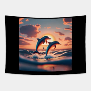 Sunset Dolphins Tapestry