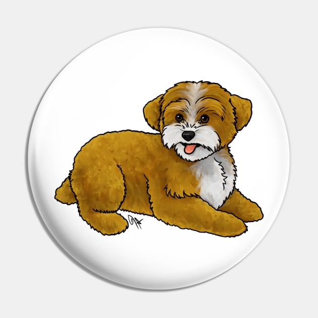 Dog - Yorkipoo - Red and White Pin by Jen's Dogs Custom Gifts and Designs