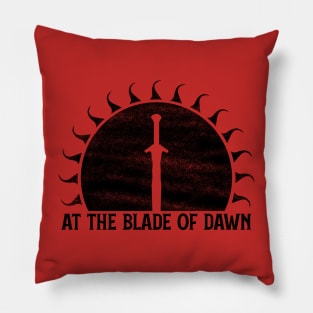 At the Blade of Dawn (Black): Fantasy Design Pillow