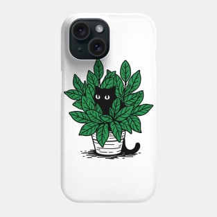 Black Cat in Plant Pot Phone Case