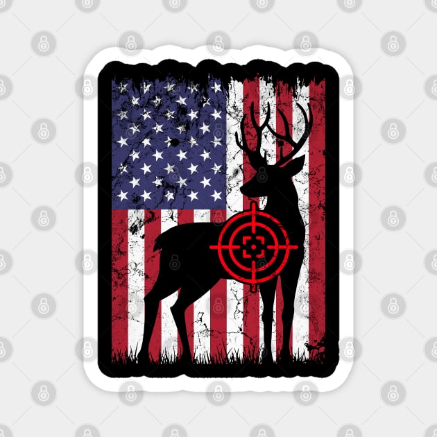 American Hunter, Deer Hunter, American Flag Magnet by Silly Me Studio