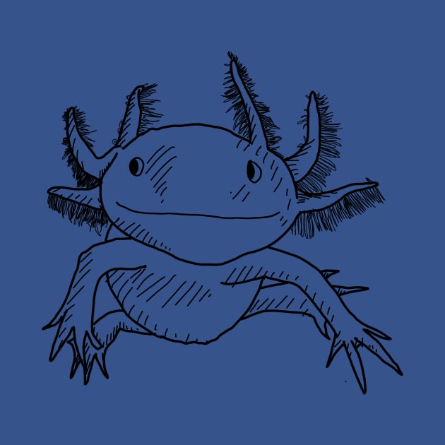 Axolotl b&w linework by DopamineDumpster