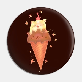 Cat Ice Cream Cone Pin