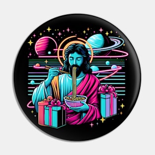 RAMEN JESUS PLANETS UNIVERSE RETRO 80'S NEON VIBE Pin