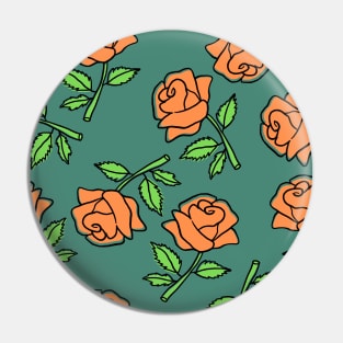 Orange Roses in Alexandrite Color Pin