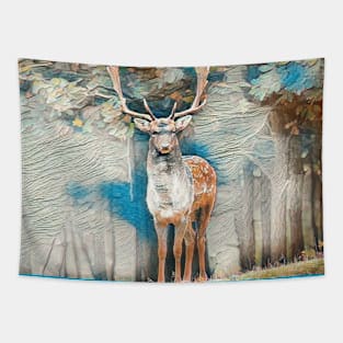 An elk in the woods Tapestry