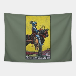 Knight of pentacles tarot card (distressed) Tapestry